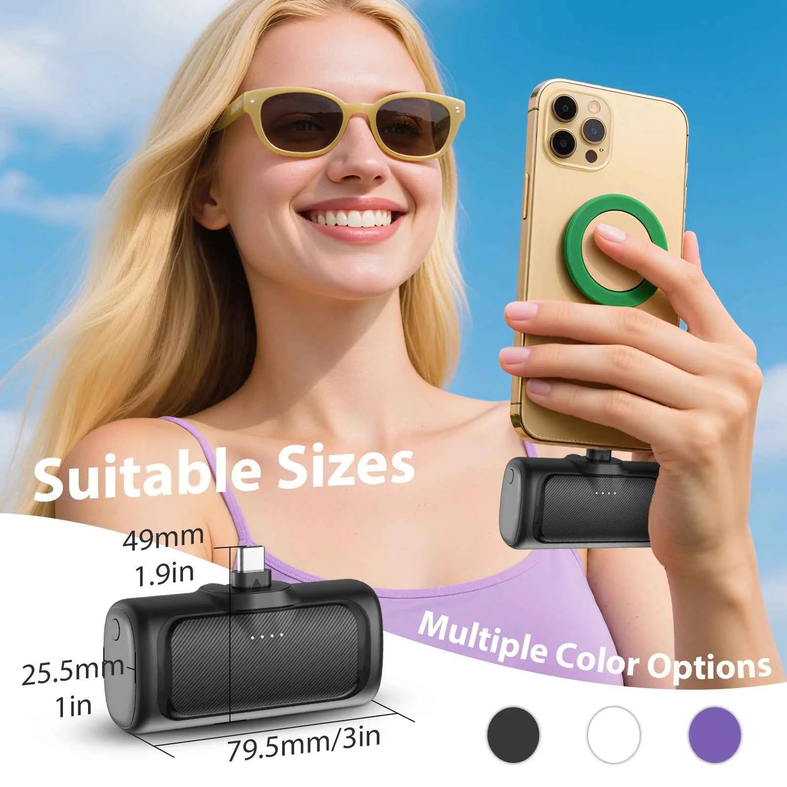 4000mAh MIni Power Bank 2-in-1 Fast Charging PD 22.5W Portable External Battery High Capacity for For iPhone Samsung Android