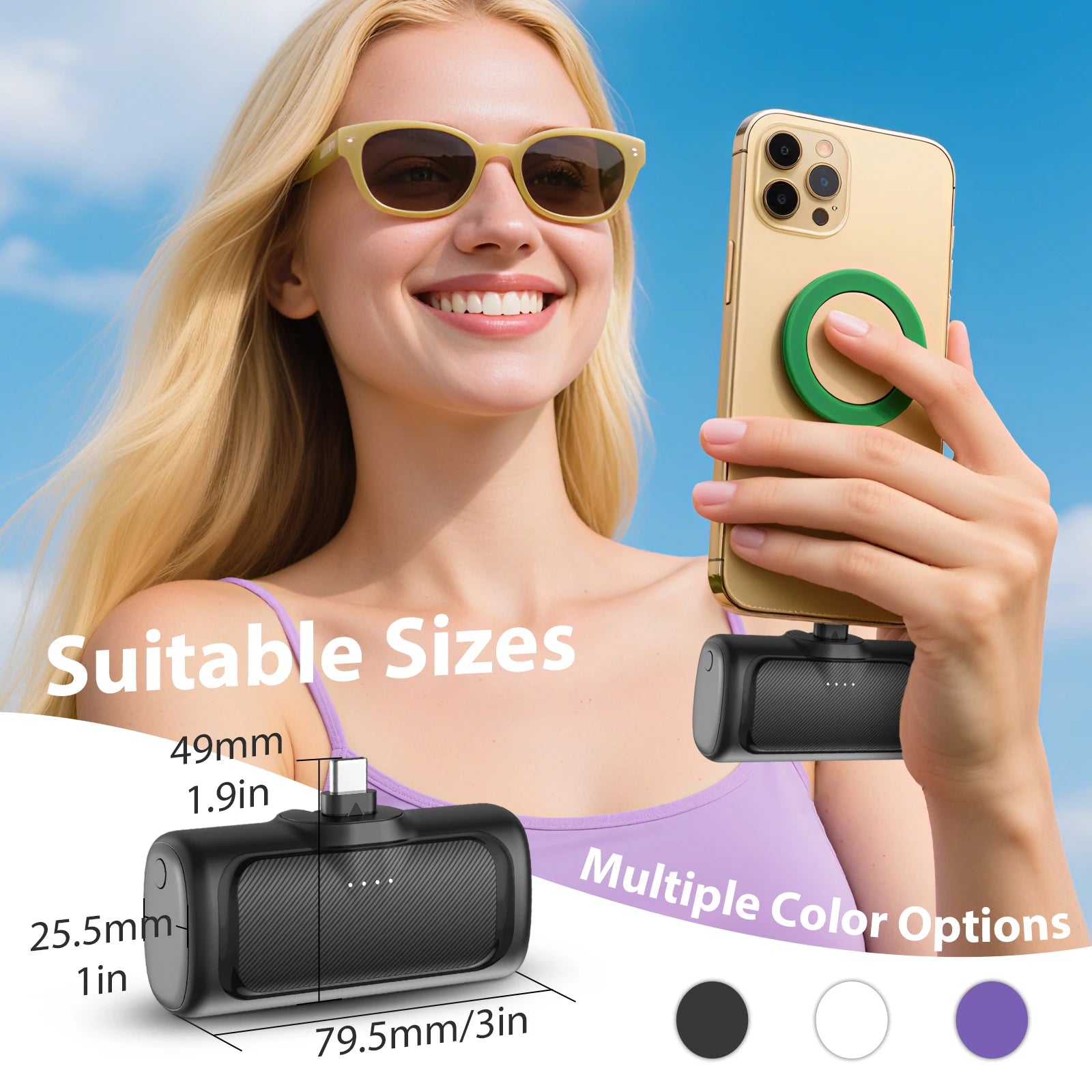 4000mAh MIni Power Bank 2-in-1 Fast Charging PD 22.5W Portable External Battery High Capacity for For iPhone Samsung Android