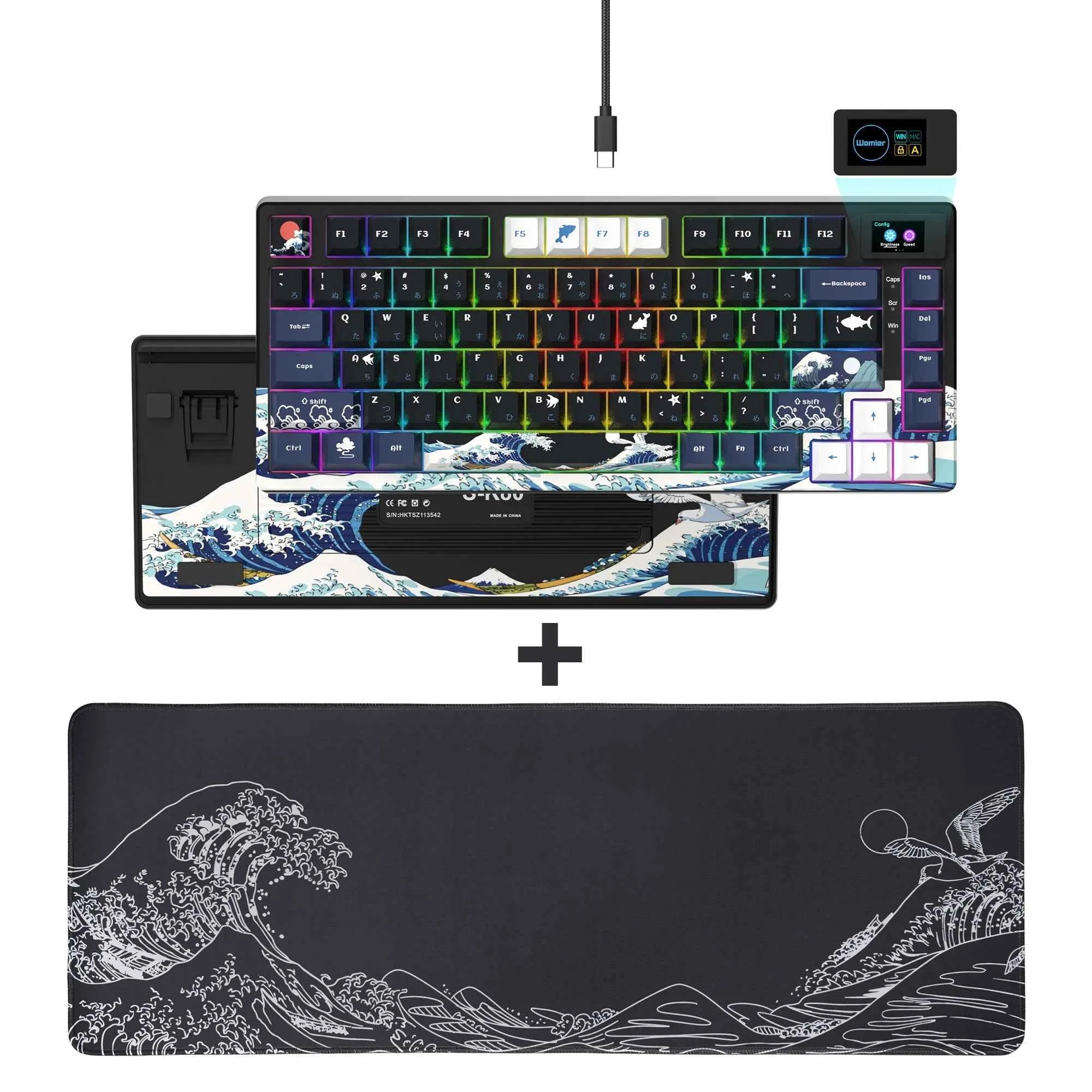 womier SK80 Gasket Mounted Mechanical Keyboard  81 Key Gamer Keyboard 75% Hot Swap RGB Gaming Keyboard with Smart Display for PC