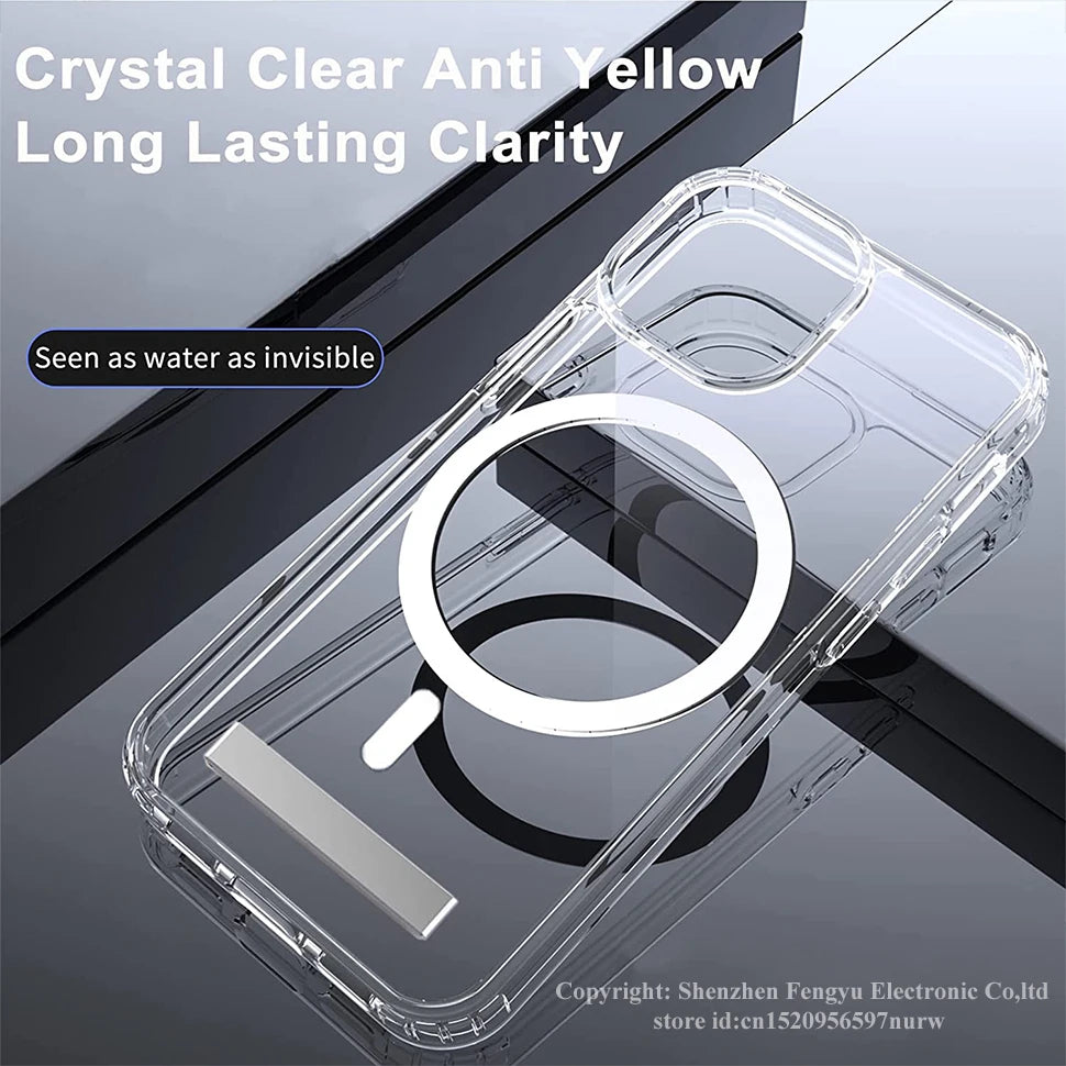Stand Clear Magnetic Phone Case for iPhone 17 Pro Max Air 16 15 14 13 12 11 X XS Cases with Kickstand Transparent Holder Cover