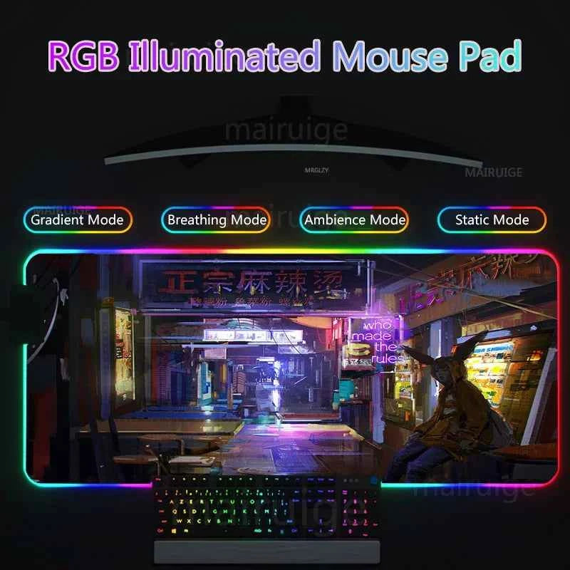 RGB Led Backlight Mouse Pad Cool Cyberpunk Gaming Accessories Carpets Large Mause Pad Gamer XL Neon Desk Mat Rug Mouse Mat
