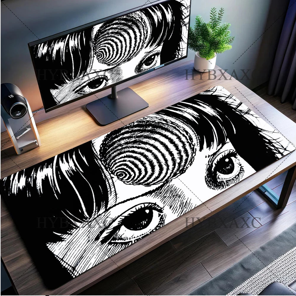 Black and white Mouse Pad Cute HD branco Desk Pad Extended Gaming Keyboard Mats Large XXL Gamer Collage Horror Anime Mousepad