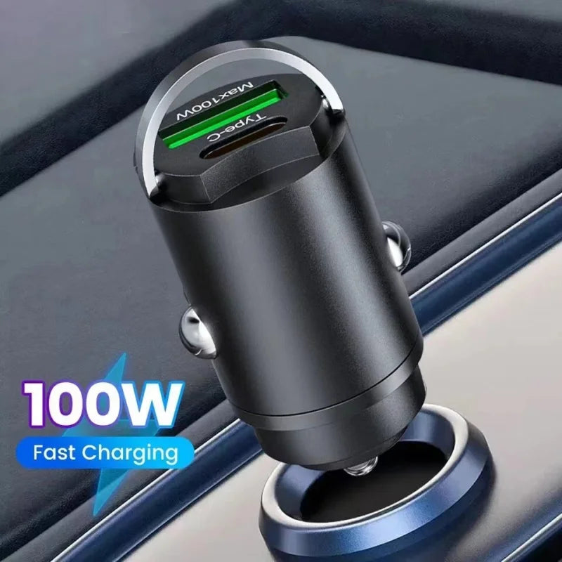 100W USB Car Charger Lighter Fast Charging USB Type C Car Phone Charger Adapter for iPhone Xiaomi Samsung Quick Charge 3.0 QC3.0