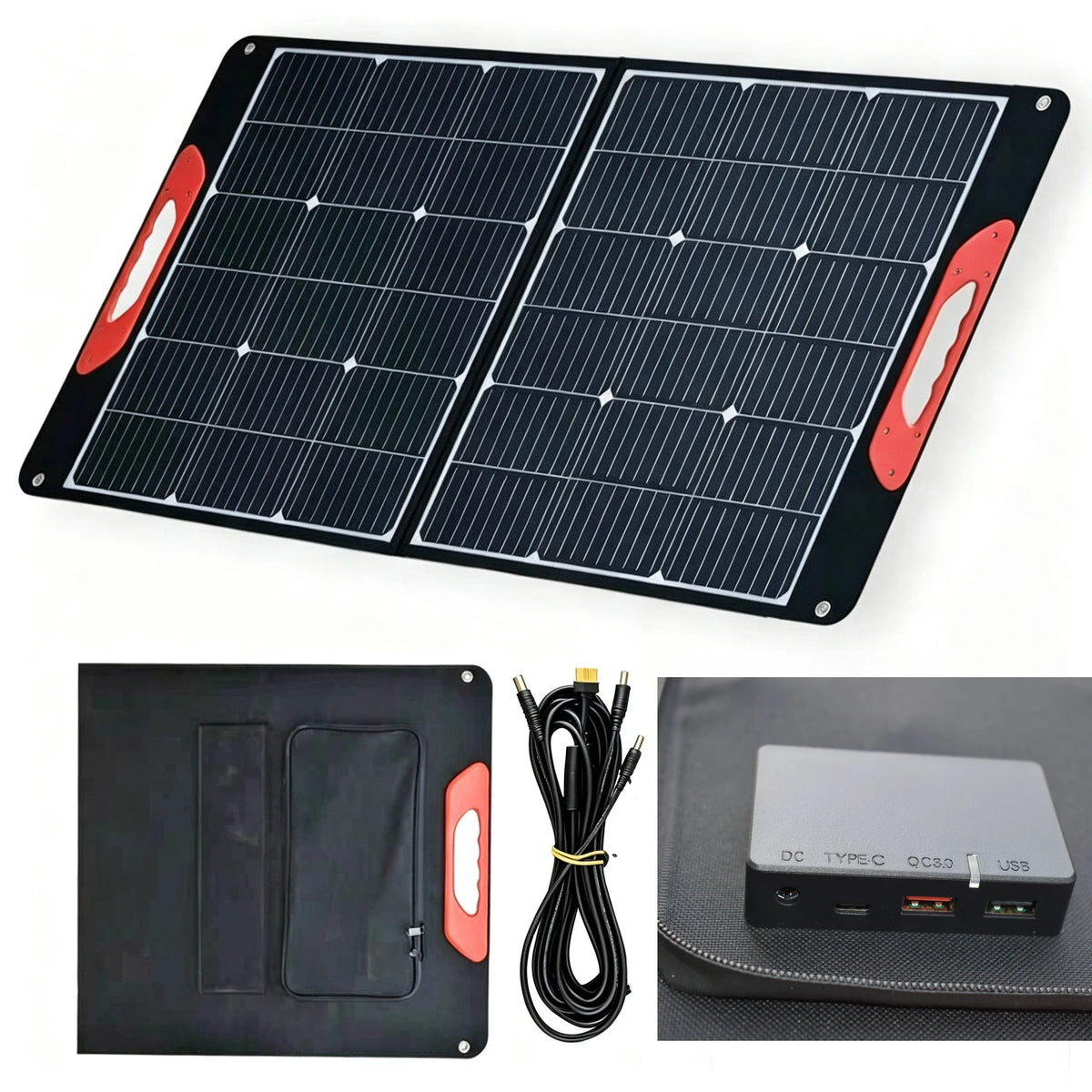 35W 100W Portable Folding Solar Panel with 1 USB Port 1 Type C Fast Charge ETFE Solar Panel Foldable,For Outdoor Use,Phone charger,RV,Camping