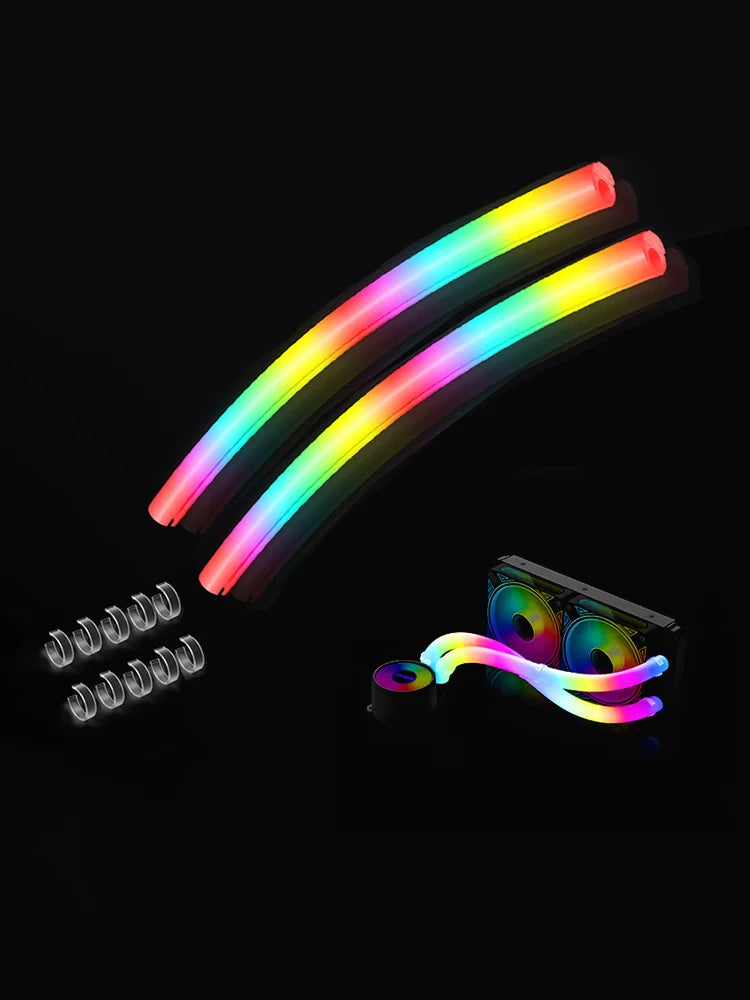 Flexible 5V Addressable ARGB Neon Tube Light with Cover Sleeve for Gaming PC AIO 120 240 360 CPU Water Liquid Cooler Retrofit