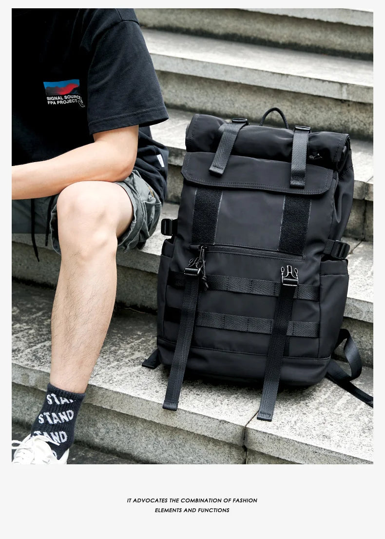 Roll Top Backpack for Men, Water Resistant Expandable, 17.3 inch Laptop Backpack for Commute Travel, 40 Max Liter Rucksack