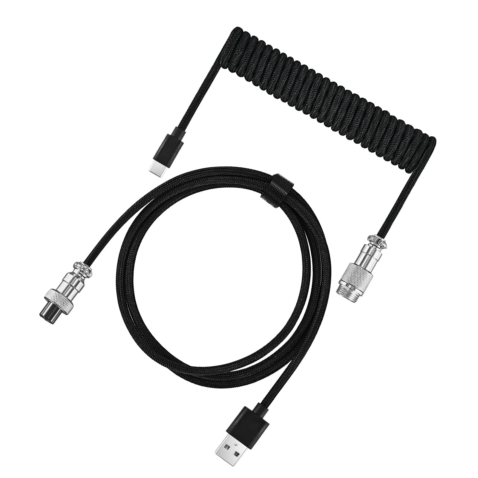 USB Type C Mechanical Keyboard Coiled Cable Hardware Linker Usb GX16 Aviation Mechanical Cable Spiral Gaming Usb Keyboard Cable