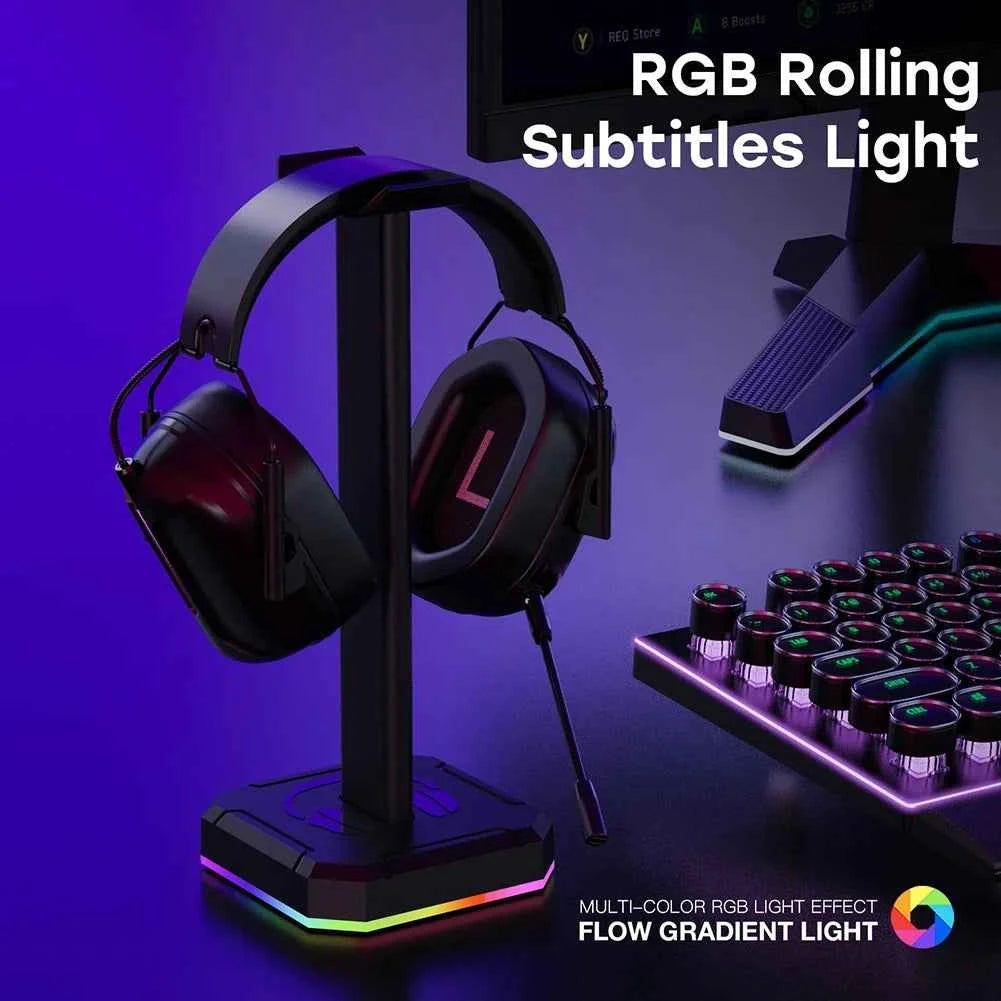 Headphone Bracket Display Rack RGB Backlight Head Mounted Headphone Stand Holder Desktop Organizer Vertical Bracket Hanger