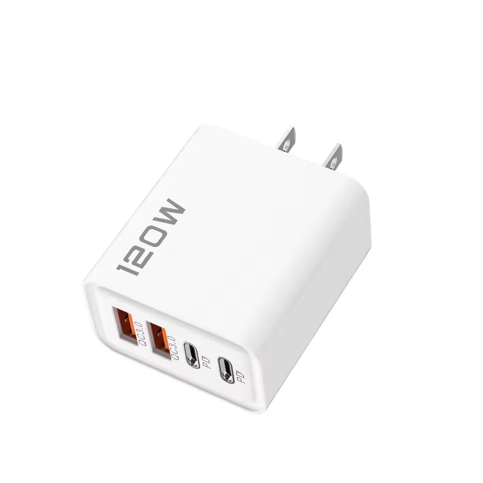 4 Port USB PD Charger 120W Type C Quick Charge Mobile Phone Charger Adapter For iPhone Samsung Xiaomi EU/US/UK Plug Wall Charger