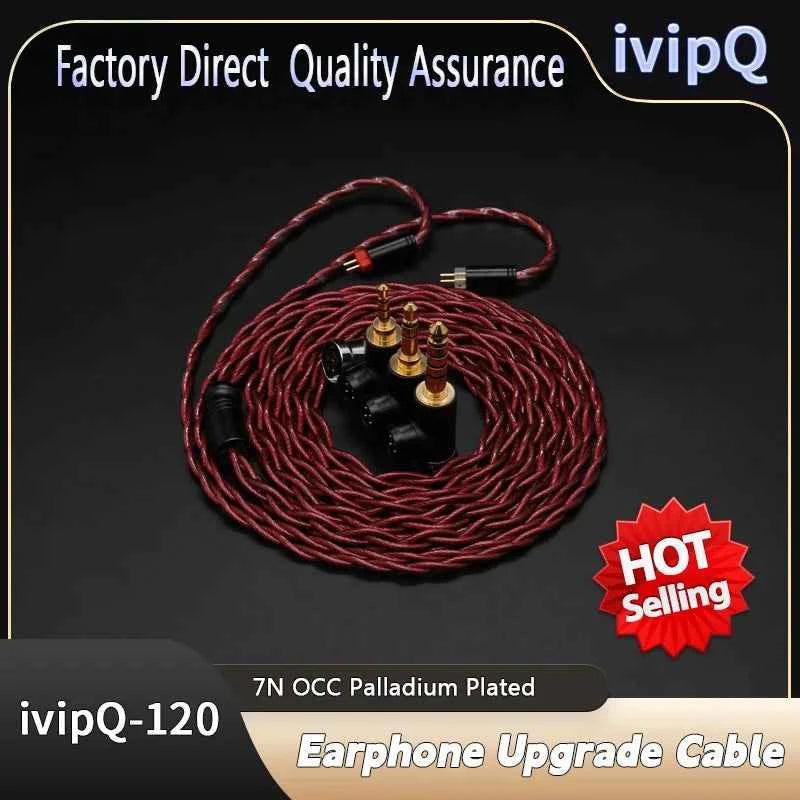 ivipQ 26AWG 7N OCC Palladium Plated L-type Modular Plugs 3-in-1 Earphone Upgrade Cable With MMCX/2PIN/0.78mm/QDC/N5005 For AKG