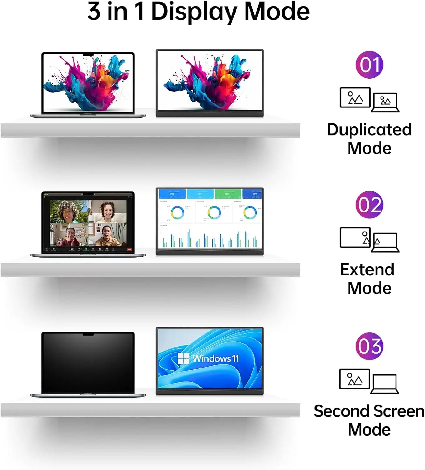 14.2 Inch Portable Touch Monitor QHD 2.5K IPS Secondary Screen Extend Display For Laptops Desktops Computer PS4/5 Gaming Monitor
