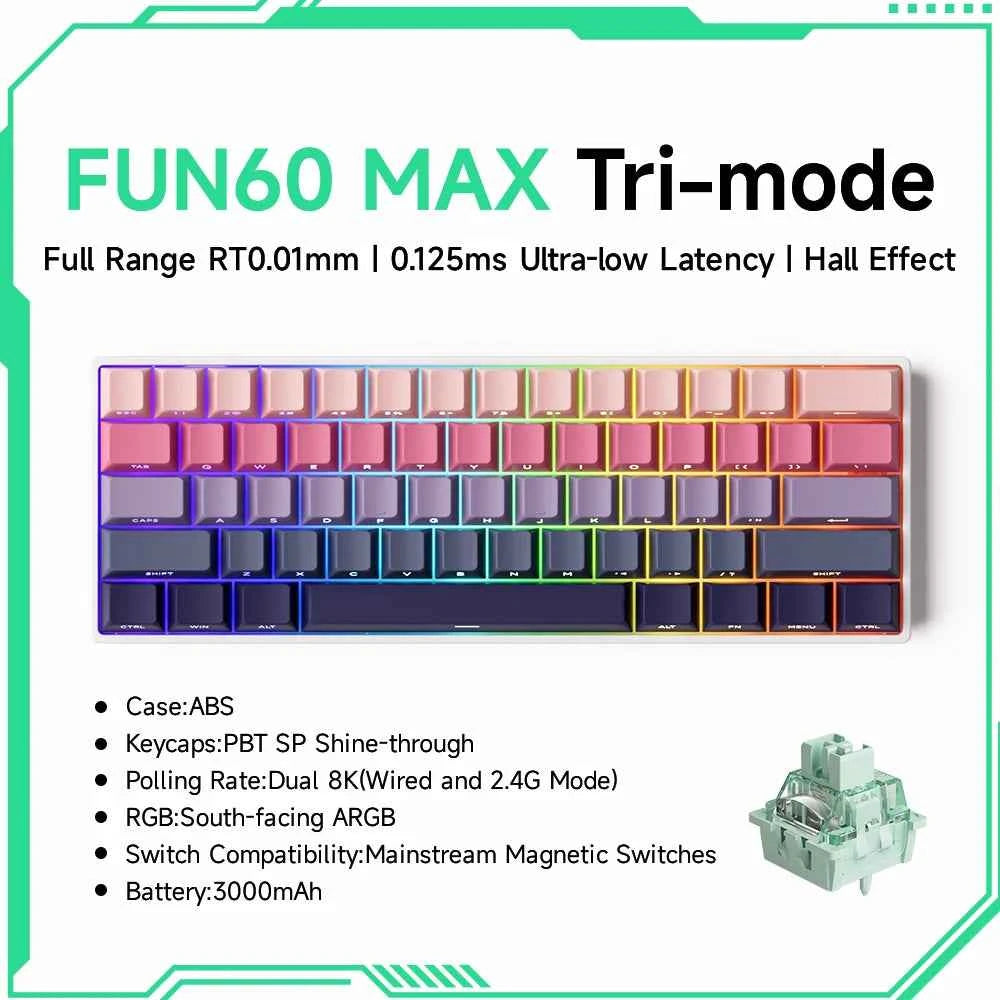 Akko MonsGeek FUN68 FUN60 PRO&MAX HE Magnetic Keyboard 60% 65% Gaming Keyboards Rapid Trigger 8K Custom Keyboard Gaming Esports