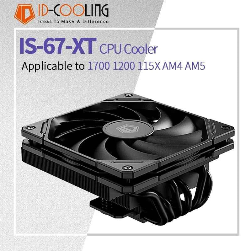 ID Cooling IS-67-XT 6 Heat pipes CPU Cooler Hydraulic Bearings Low Noise Cooling Fan Push Type Air Radiator with Thermal Paste