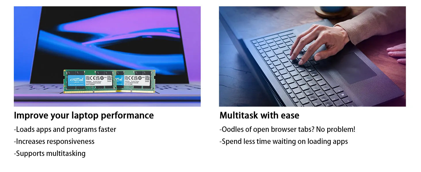 Crucial DDR4 RAM Laptop Memory PC4- For Intel & AMD