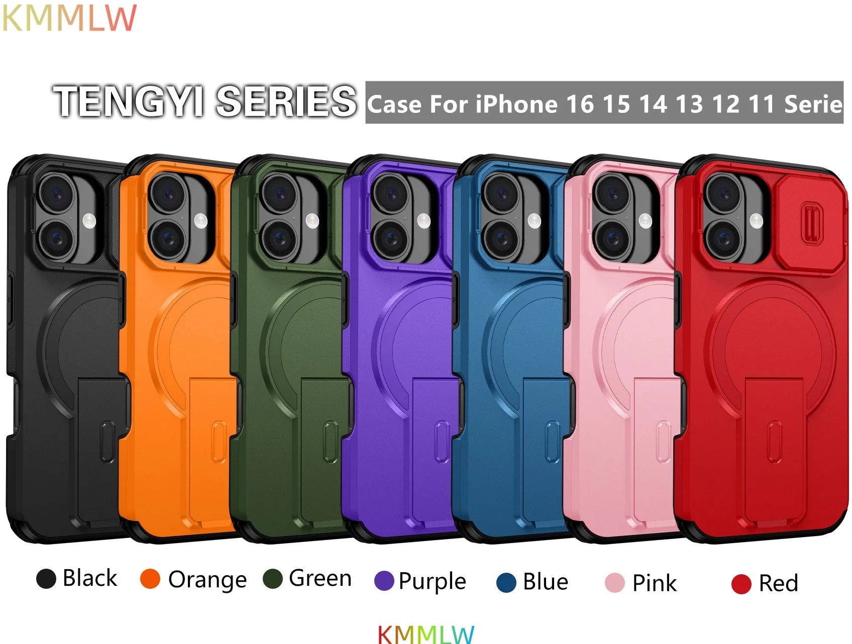 Lens Protect Camera Phone Case for iPhone 16 15 14 13 12 11 Pro Max Plus 16e Magnetic Kickstand Cover