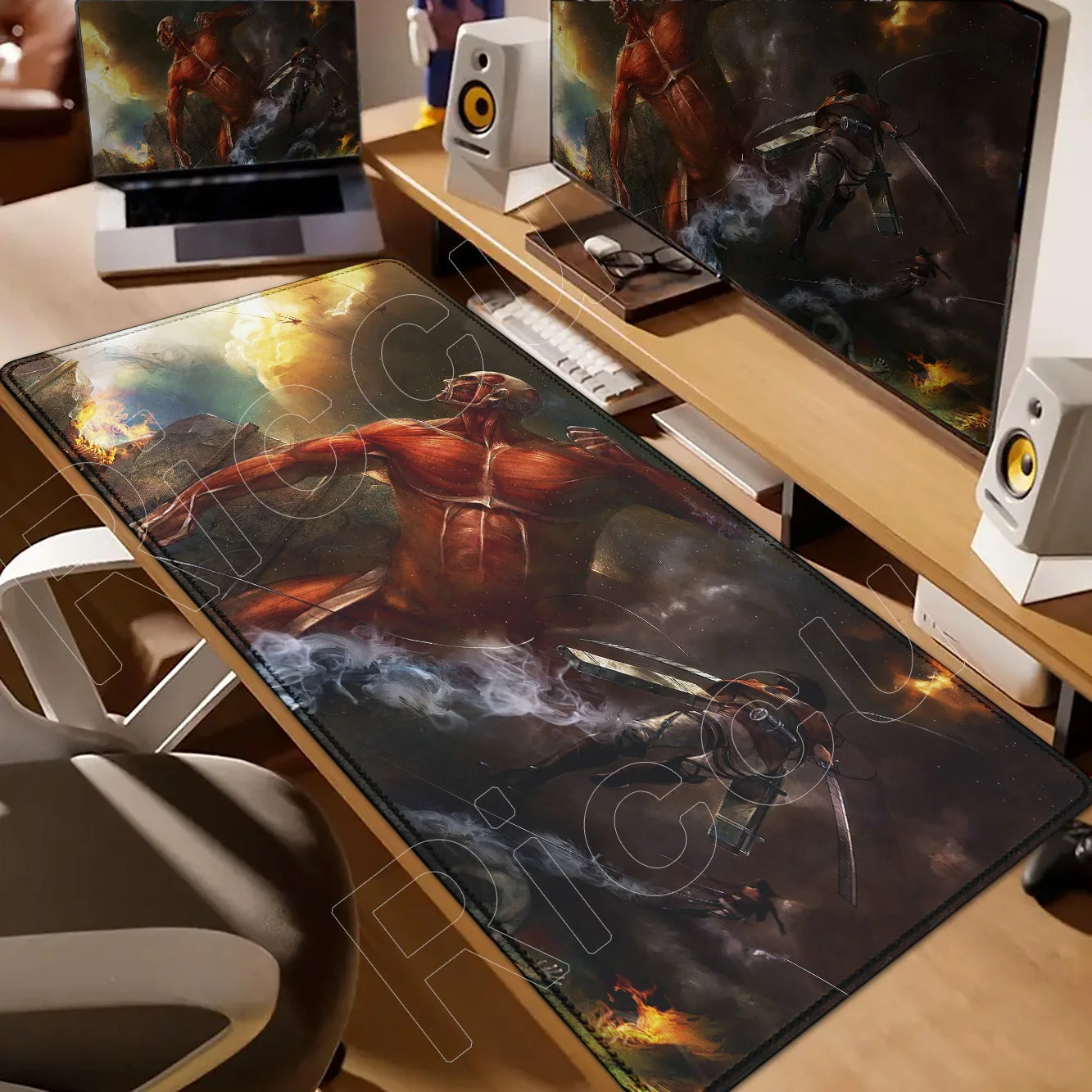 New HD Printing Attack on Titan Anime Desk Mat Large Lock Edge Mouse Pad Computer Mousepad Gaming Laptop Keyboard Mouse Mats Rug