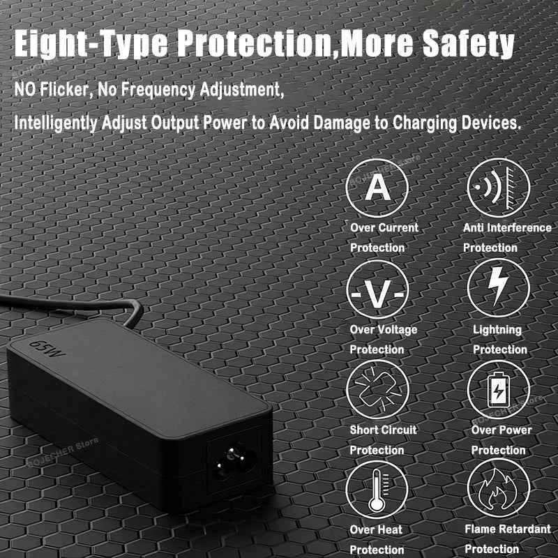 65W 20V 3.25A USB C Interface Power Supply Adapters For Lenovo ThinkPad Hp Yoga Dell ASUS Fast Charging TYPE C Laptop Charger