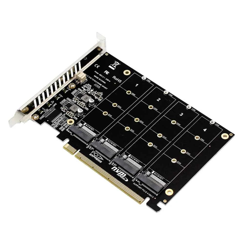 M.2 NVME SSD to PCIe X16 Adapter Card PCIE Split/PCIE RAID Support M.2 PCI-E SSD/M.2 Device NVME For Desktop PC PCI-E m2 adapter