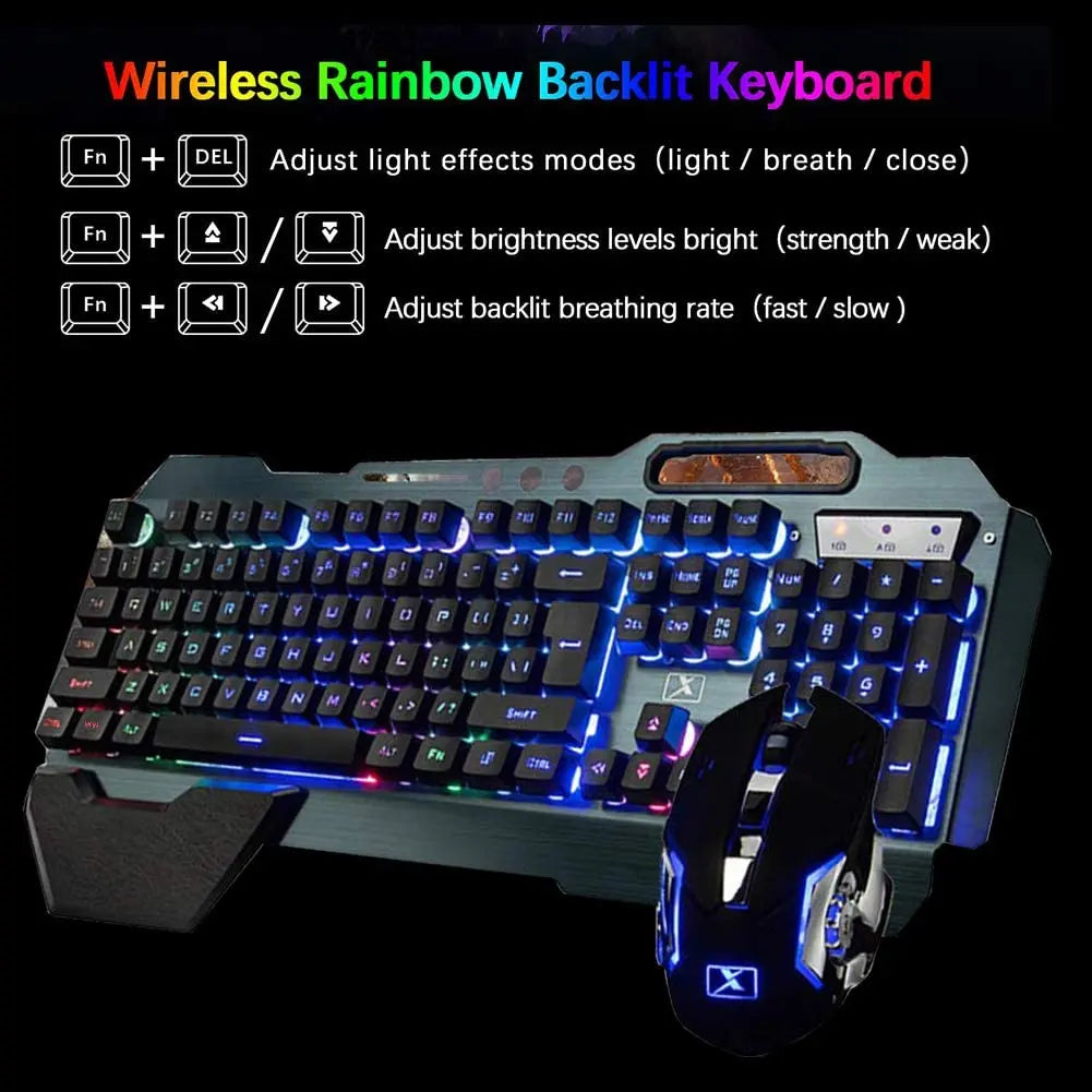 MAMBASNAKE K680 Wireless Rechargeable Keyboard Mouse Set 3800mAh Large Capacity Rainbow Backlit for Laptop Pc PS4 PS5 Xbox