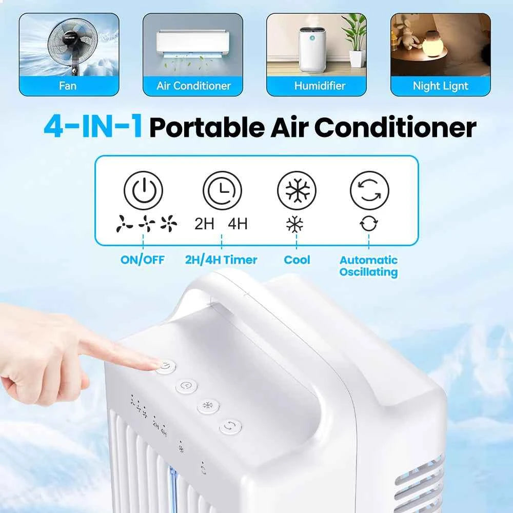 Small Electric Fan with Water and Ice Office Air Conditioning Fan Air-conditioning Fan Desktop USB Portable for Home Bedroom