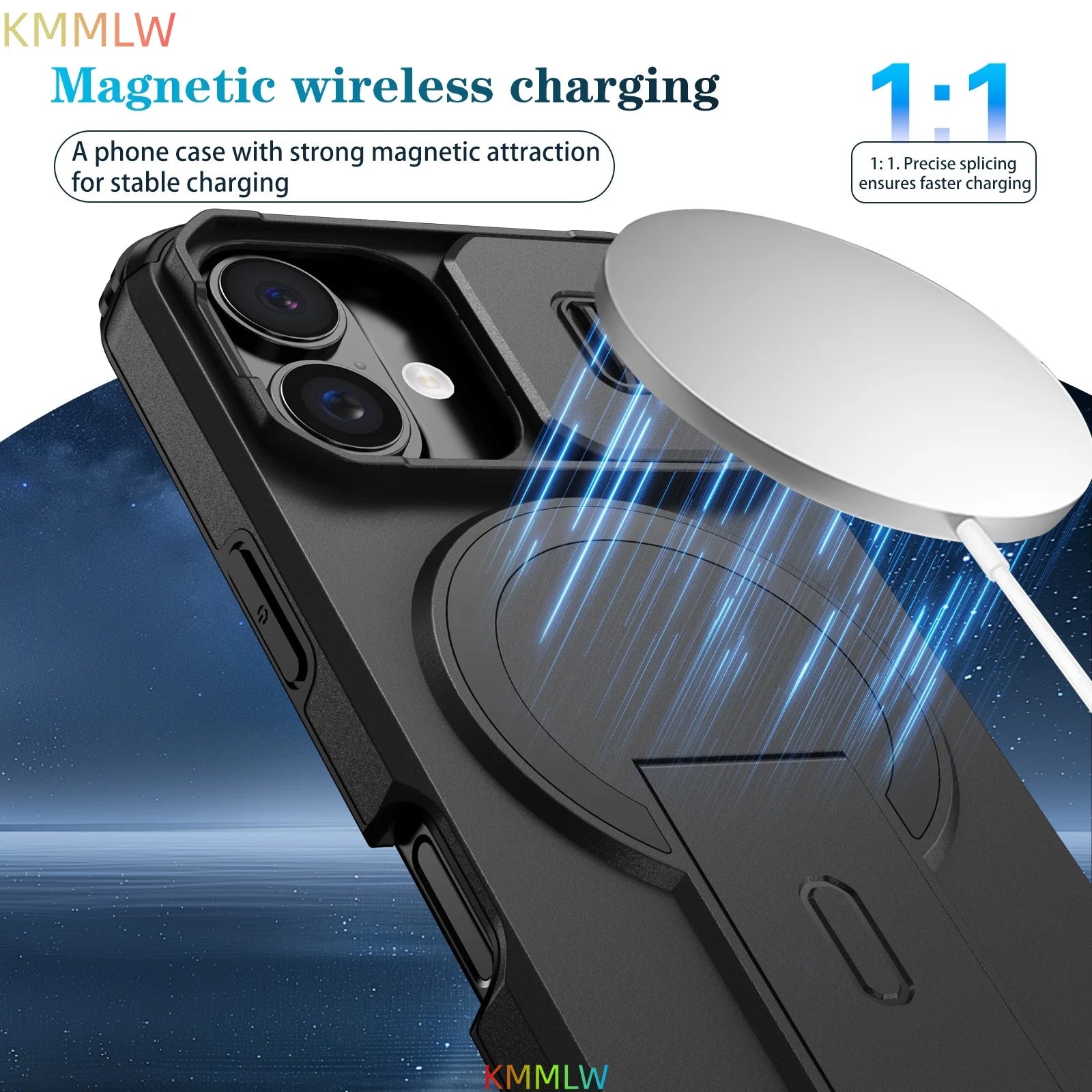 Lens Protect Camera Phone Case for iPhone 16 15 14 13 12 11 Pro Max Plus 16e Magnetic Kickstand Cover