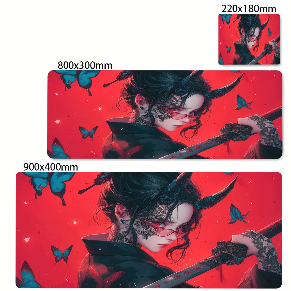 Japanese Style Anime Red Girl Pc Game Mousepad Large Mouse Pad XXL Gamer Mouse Mat Office Table Carpet Gaming Mats 500x1000mm