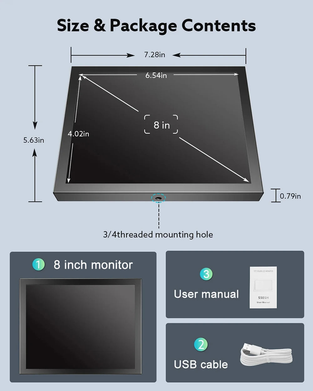 Eyoyo Portable External Monitor 5/7/8 Inches Mini LCD Screen TFT Panel with HDMI AV VGA Port For DVD/Computer/CCTV/Car Rear View