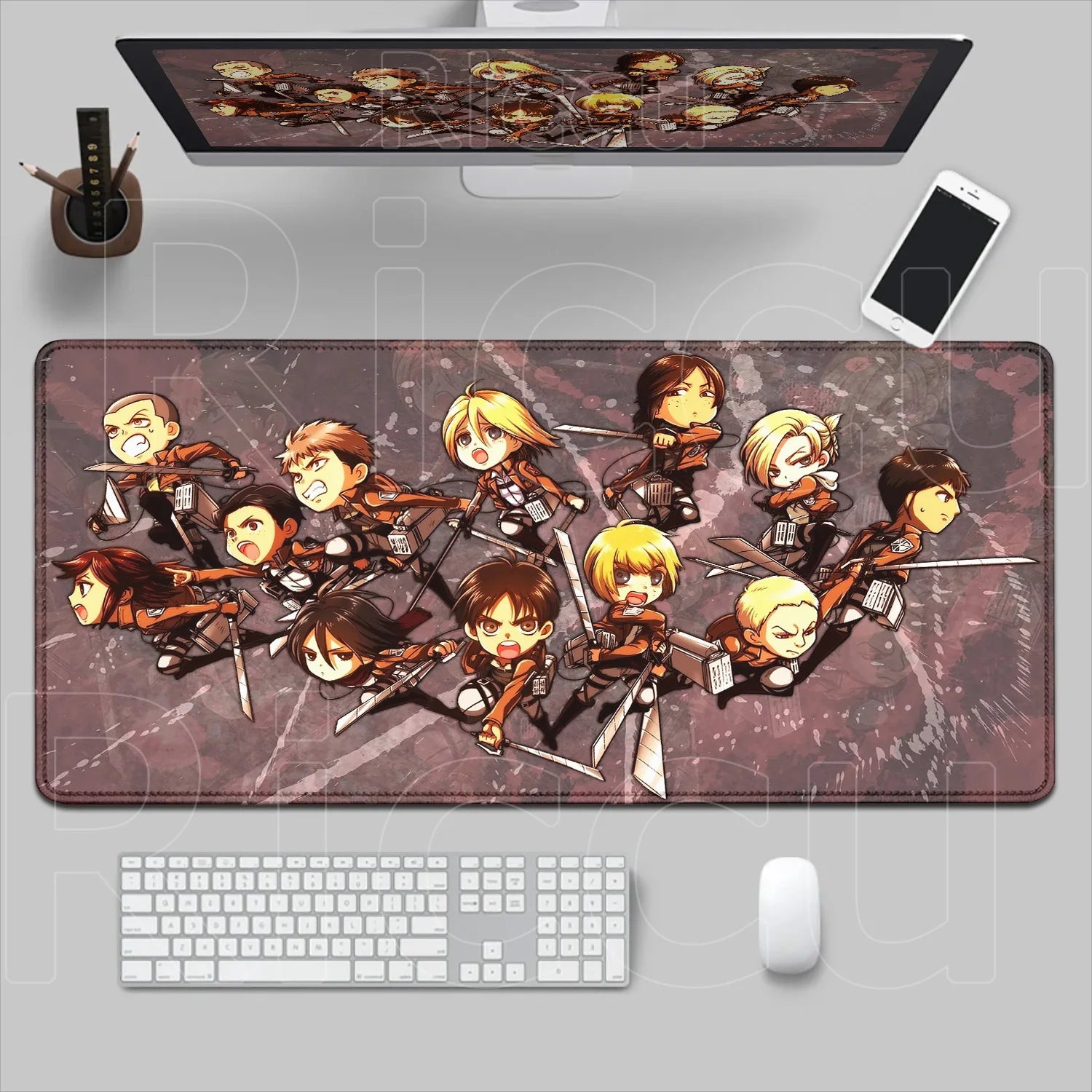 New HD Printing Attack on Titan Anime Desk Mat Large Lock Edge Mouse Pad Computer Mousepad Gaming Laptop Keyboard Mouse Mats Rug