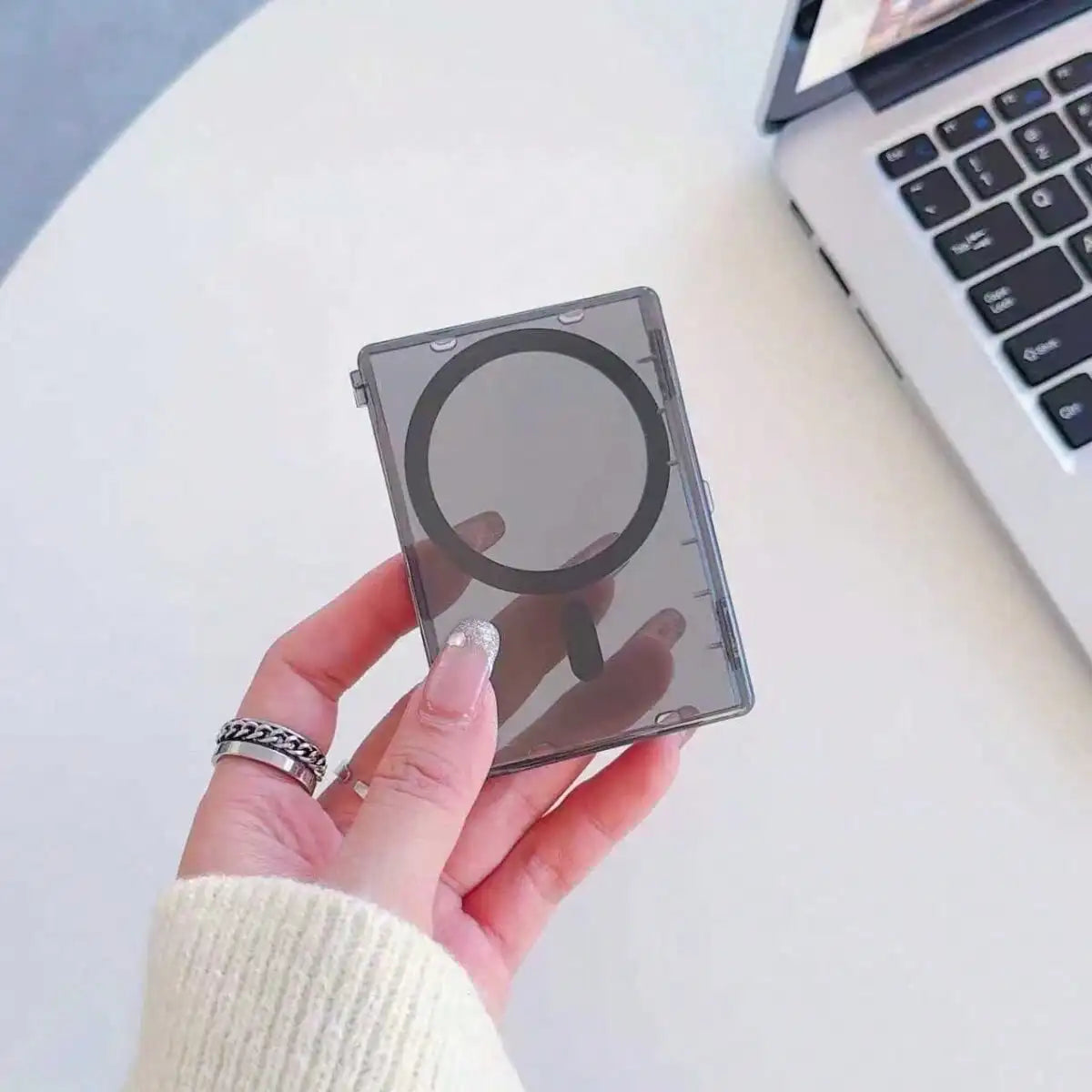 Left & Right Magnetic Flip Card Holder for iPhone17 Pro Max 16 15 14 13, MagSafe Clear Card Wallet