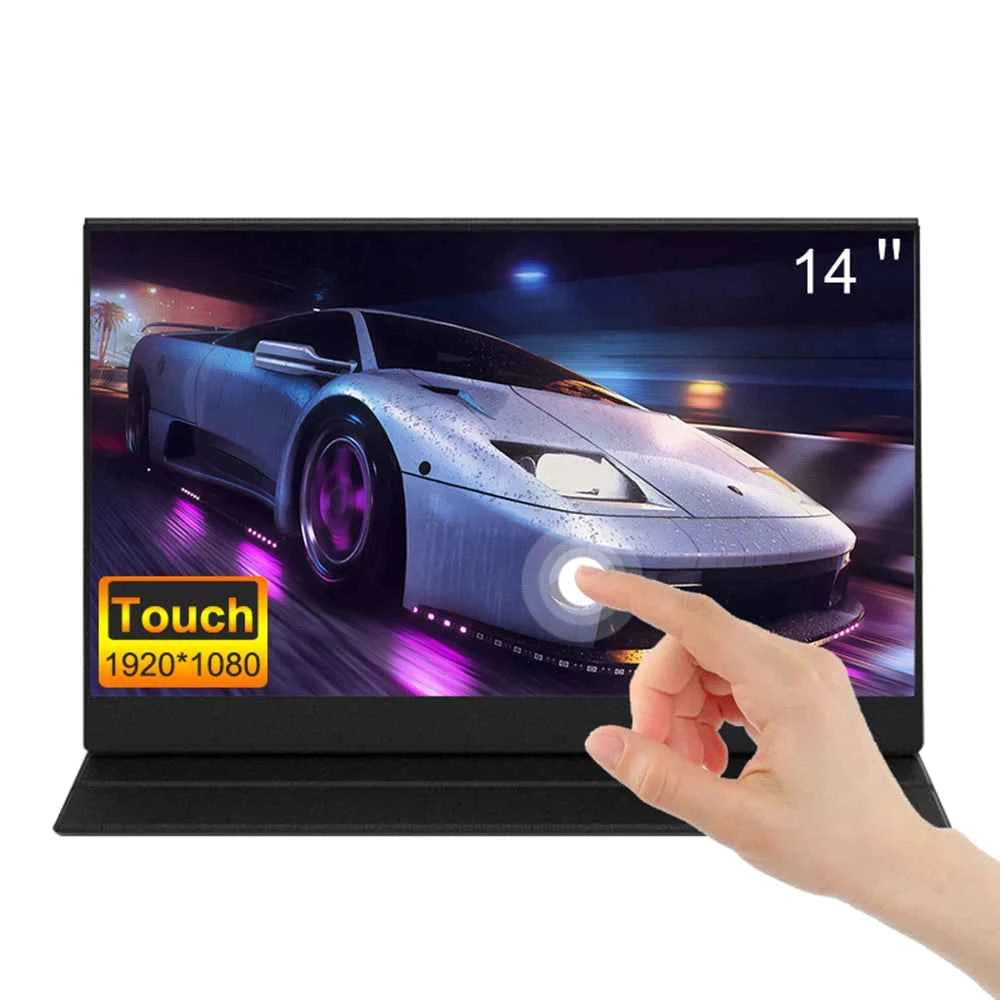 LANLIPU 14 Inch Portable Monitor 1920x1200 16:10 IPS LED Panel Touchscreen Secondary Display HDMI For Laptop PC Cell Phone