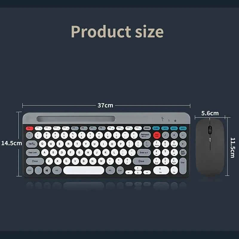 Dual-mode Wireless Keyboard & Mice Combo 2.4G Bluetooth 5.0 Membrane Keyboards BT 3-Channels Rechargeable Key Board Mouse for PC