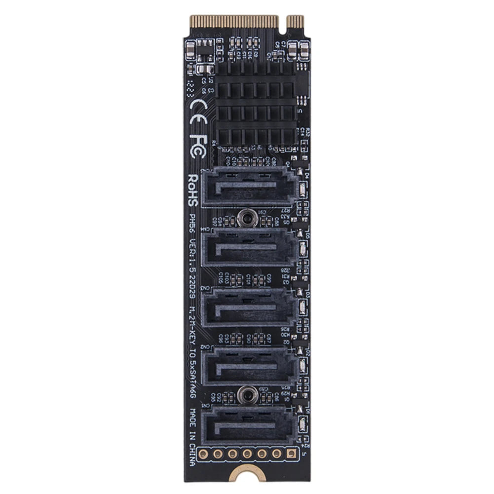 M.2 MKEY PCI-E Expansion Card 5/6 Port Adapter Card M.2 To SATA 3.0 Converter 6Gpbs SATA3.0 Adapter Support PM Function