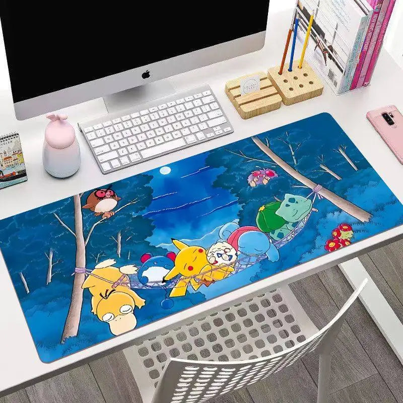 Animated Pokémon Pikachu High Definition Printed Leather Mouse Pad Pokémon Game Oversize Gaming Keyboard Desktop Pad Writing Pad