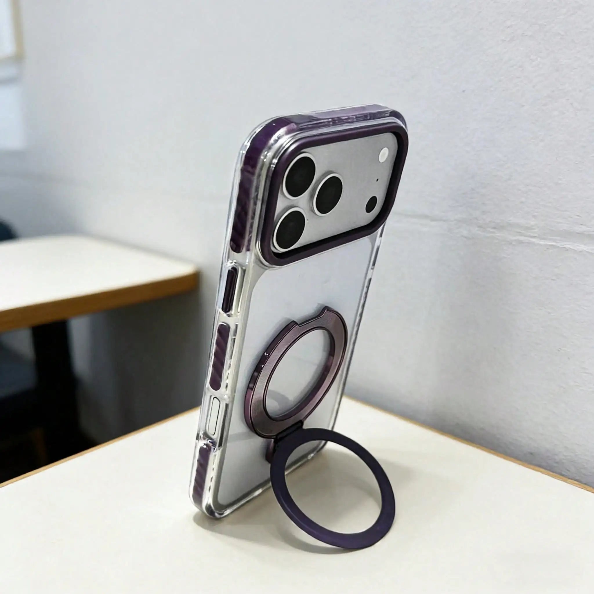 Dual-tone phone case with stand for iPhone 17/16/15/12/13/14 Plus/Pro Max/Air—shock-resistant and durable, with colorful edges
