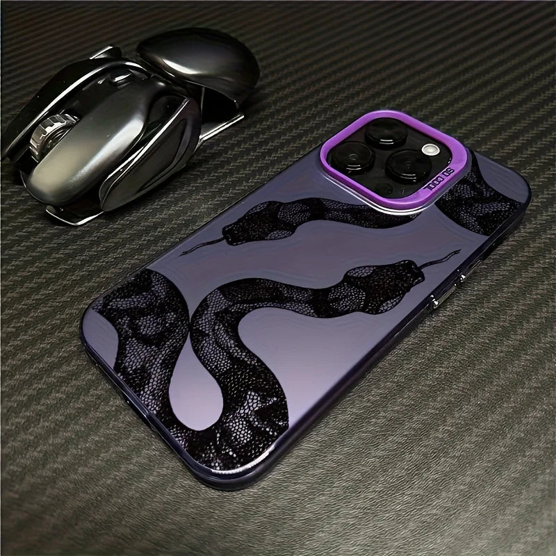 Black Snake, Laser Drop Resistant Color Silver, For iPhone17 16 15 14 13 12 11 Pro Max Plus Case Energy Case