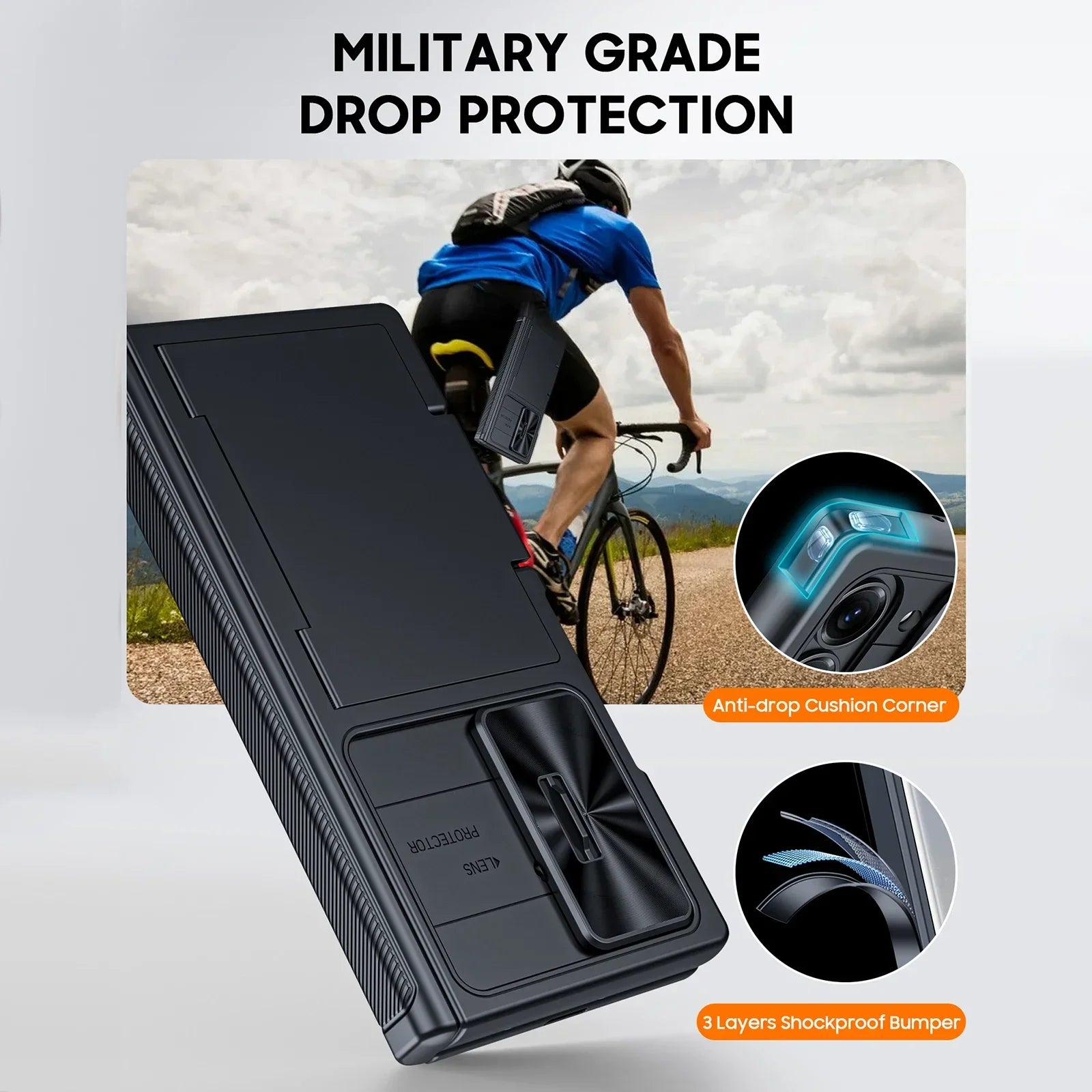 for Galaxy Z Fold 7 Phone Case,RFID Wallet with Cards Holder,Hinge Cover,Camera Cover,Suitable for Men and Woman-Black