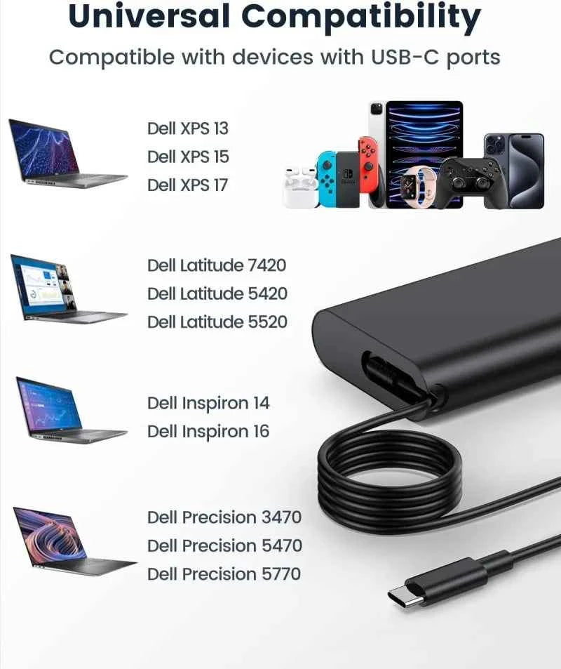 90W USB C Type C Laptop Charger For Dell XPS 15 13 Precision 3540 Latitude 3400 3500 7300 7400 7420 5420 5530 5289 Power Adapter