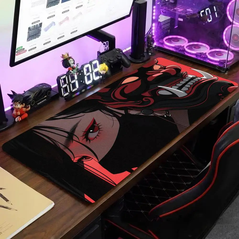 Mask anime girl Mouse Pad Large Computer Office Game Table Mats XXL Rubber Anti-slip Gaming Keyboard Mousepads Long Desk Pads
