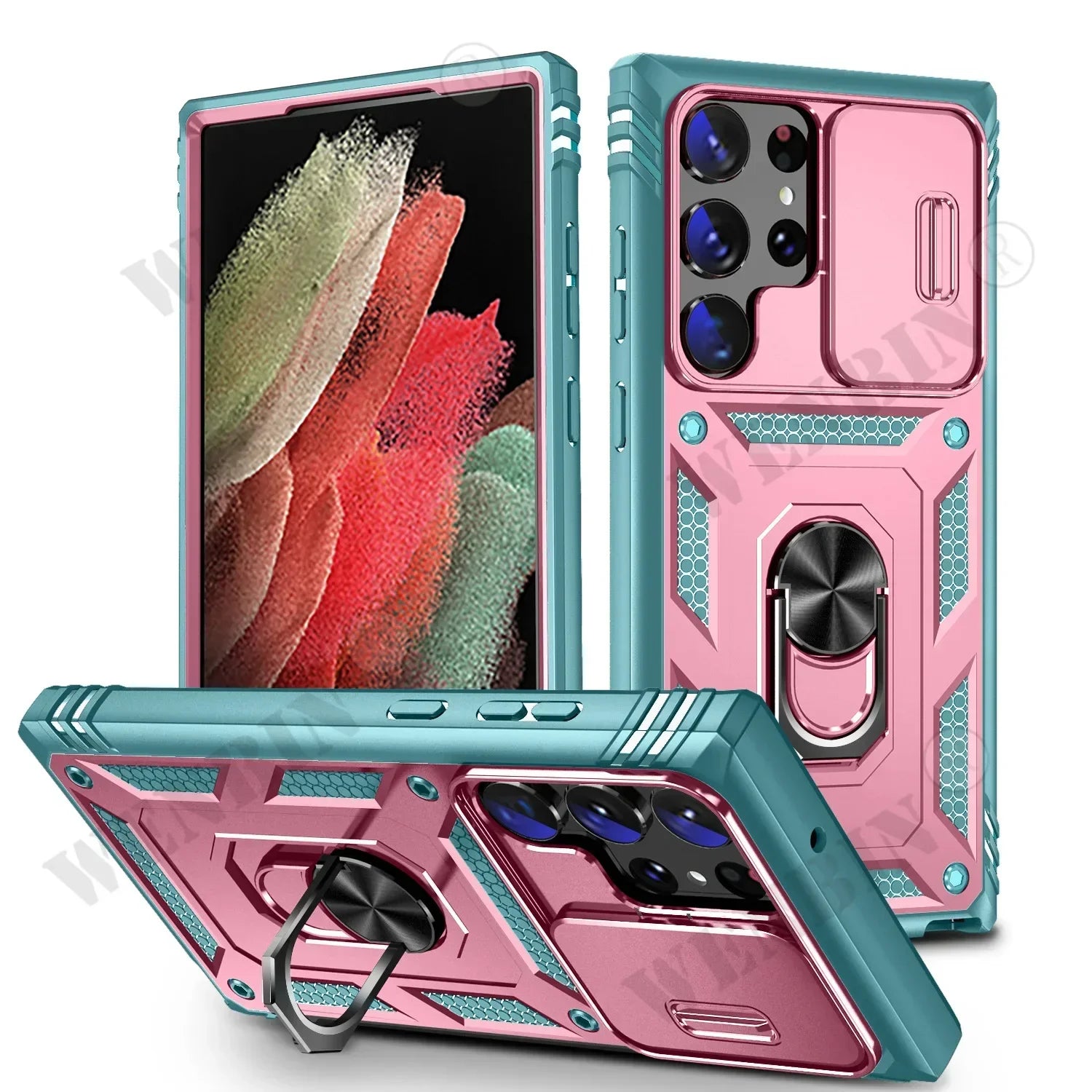Case For Samsung S26 S25 S24 S23 Ultra Plus S25 FE A56 A36 Heavy Duty with Camera 360 Degree Rotate Kickstand Shockproof Cover