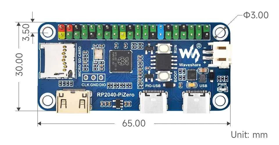 Raspberry Pi RP2040 PiZero Python Programming and Development Board Dual Core Processor DVI Interface