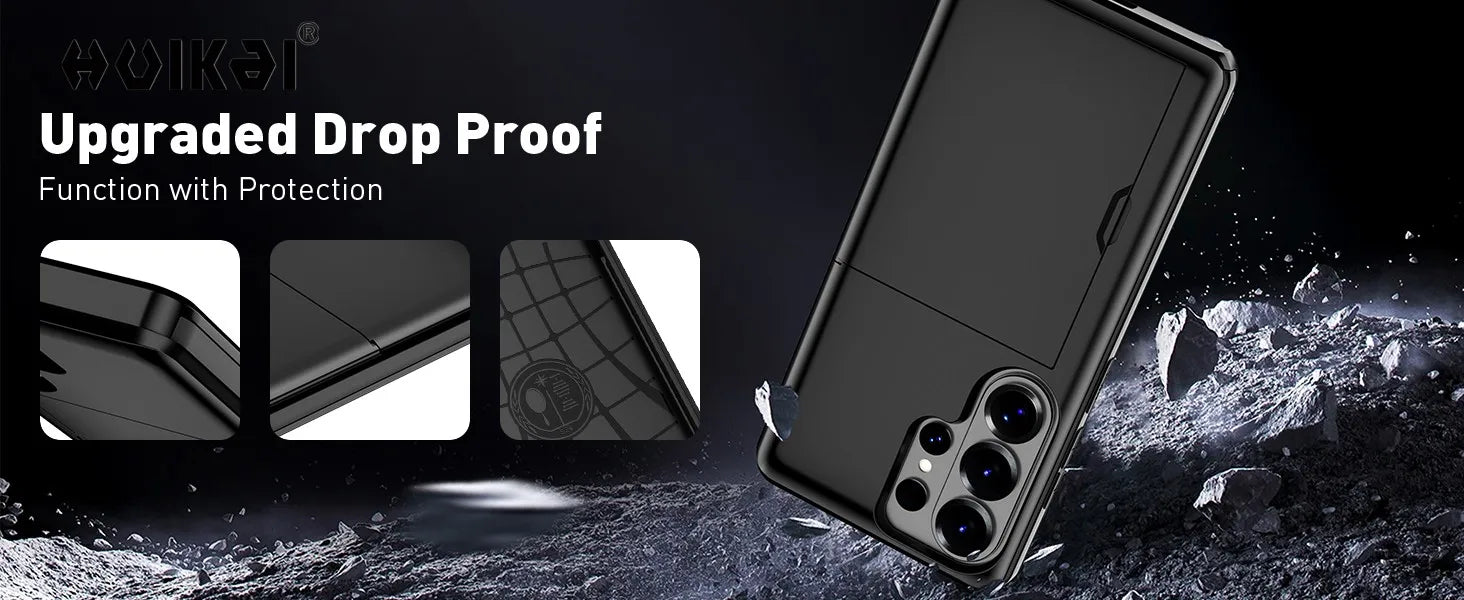 Wallet Card Holder Case For Samsung Galaxy S26 Ultra S25 S24 S23 S25 FE S22 Slide Slot Slim Hard PC Heavy Duty Protective Covers