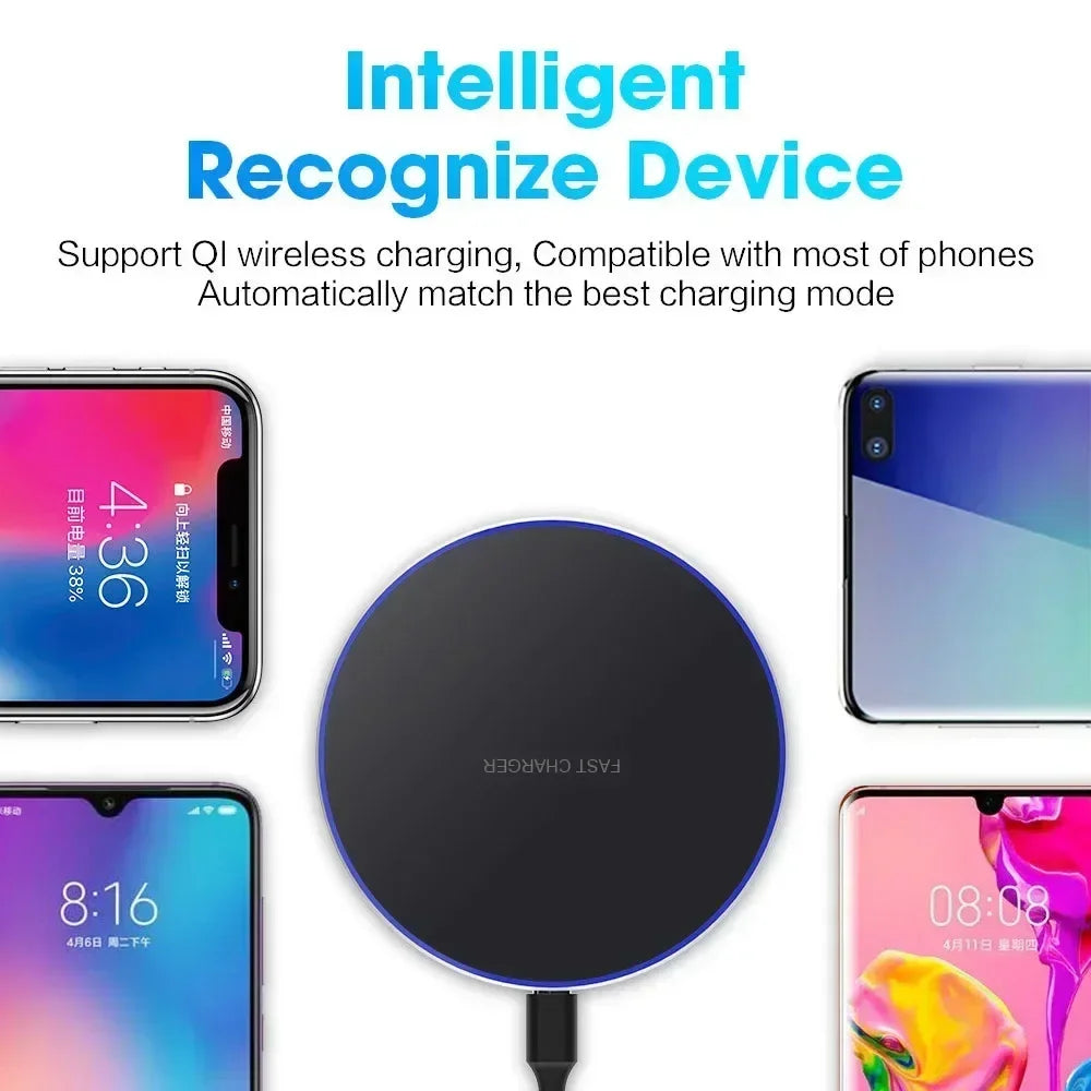 New Wireless Charger For iPhone 17 16 15 14 13 Pro Max Induction Fast Charging Pad Dock Station For Samsung S24 Xiaomi Huawei
