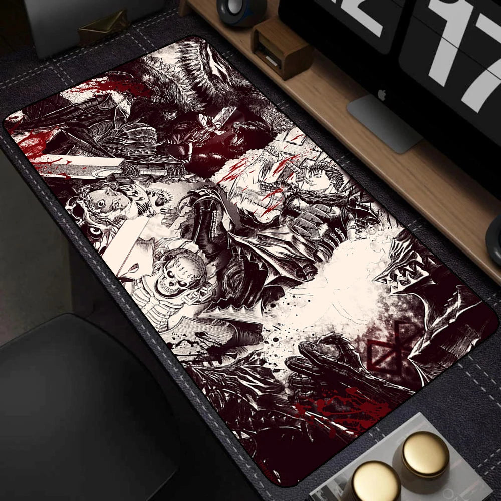 Black White Anime Mouse Pad Guts sword in berserk Gamer Mouse Mat Computer gaming Accessories Keyboard Laptop mouse Desk pad