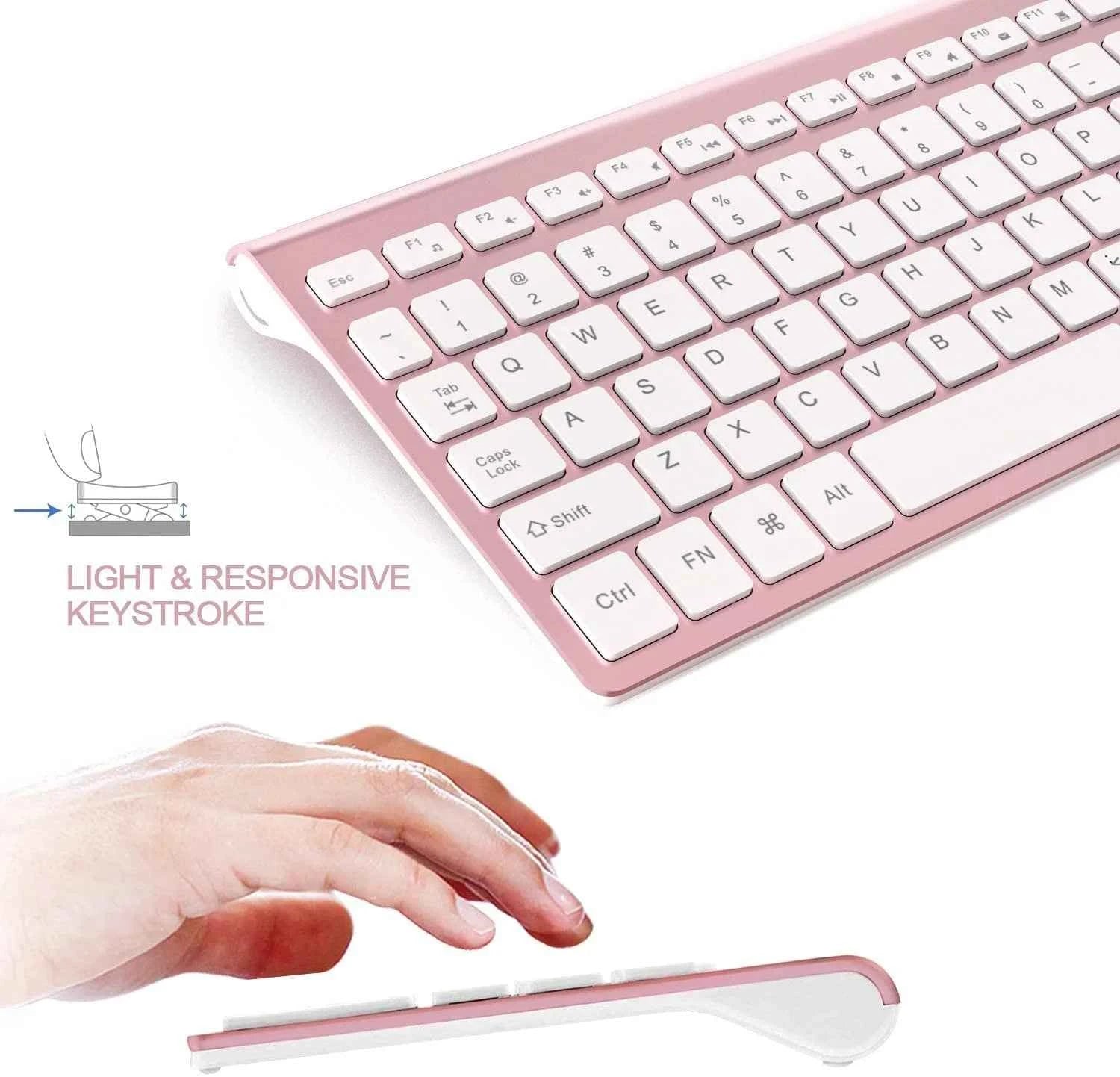 Wireless Keyboard Mouse Combo,U.S. Layout,2.4G USB Compact and Convenient, Slim, Portable Ergonomic, Silver White