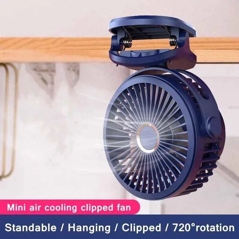 Mini 10000mAh Chargeable Clipped Fan 360° Rotation 4-speed Wind USB Desktop Ventilator Silent Air Conditioner for Bedroom Office