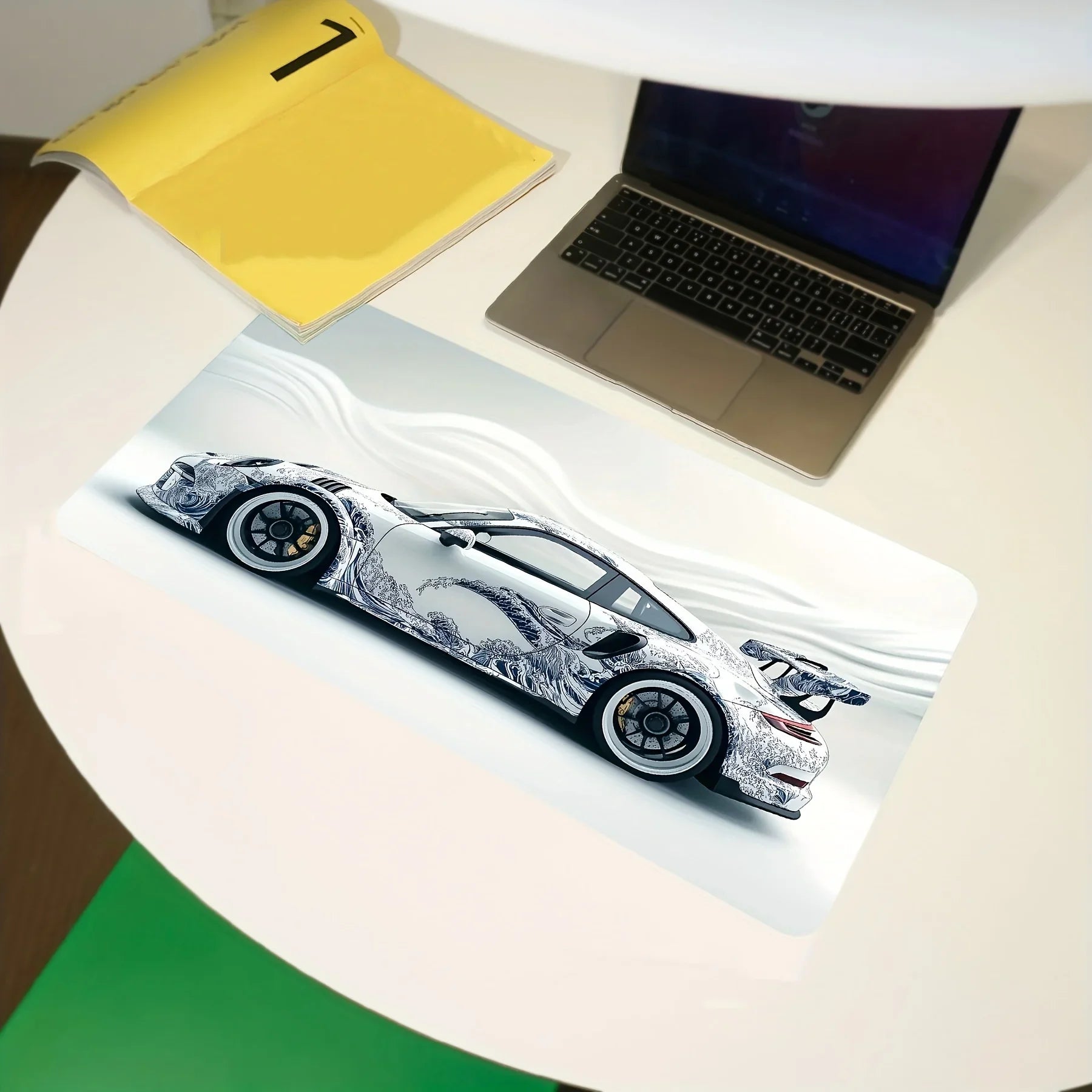 Large White Sports Car Design Gaming Mouse Pad Anti-Slip Rubber Base Extended Desk Mat for Gamer Office Use Computer Accessories - WinSupport Tech