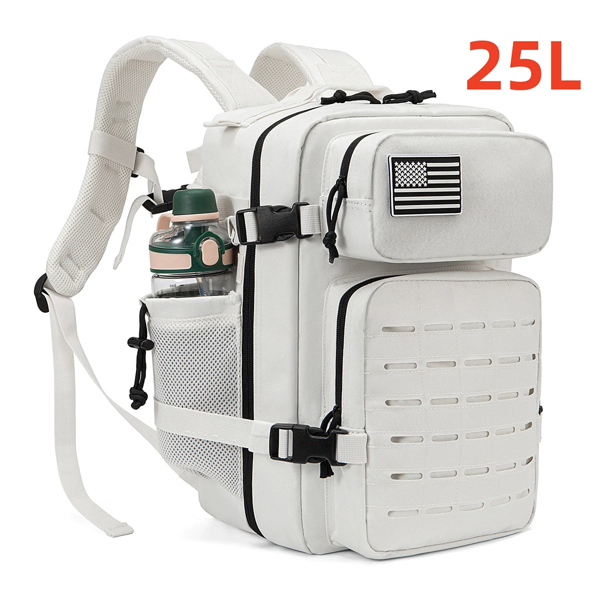 25L Tactical Backpack – MOLLE Hiking & Survival Backpack for Men & Women, Waterproof Fitness Outdoor Bag with Dual Cup Holders