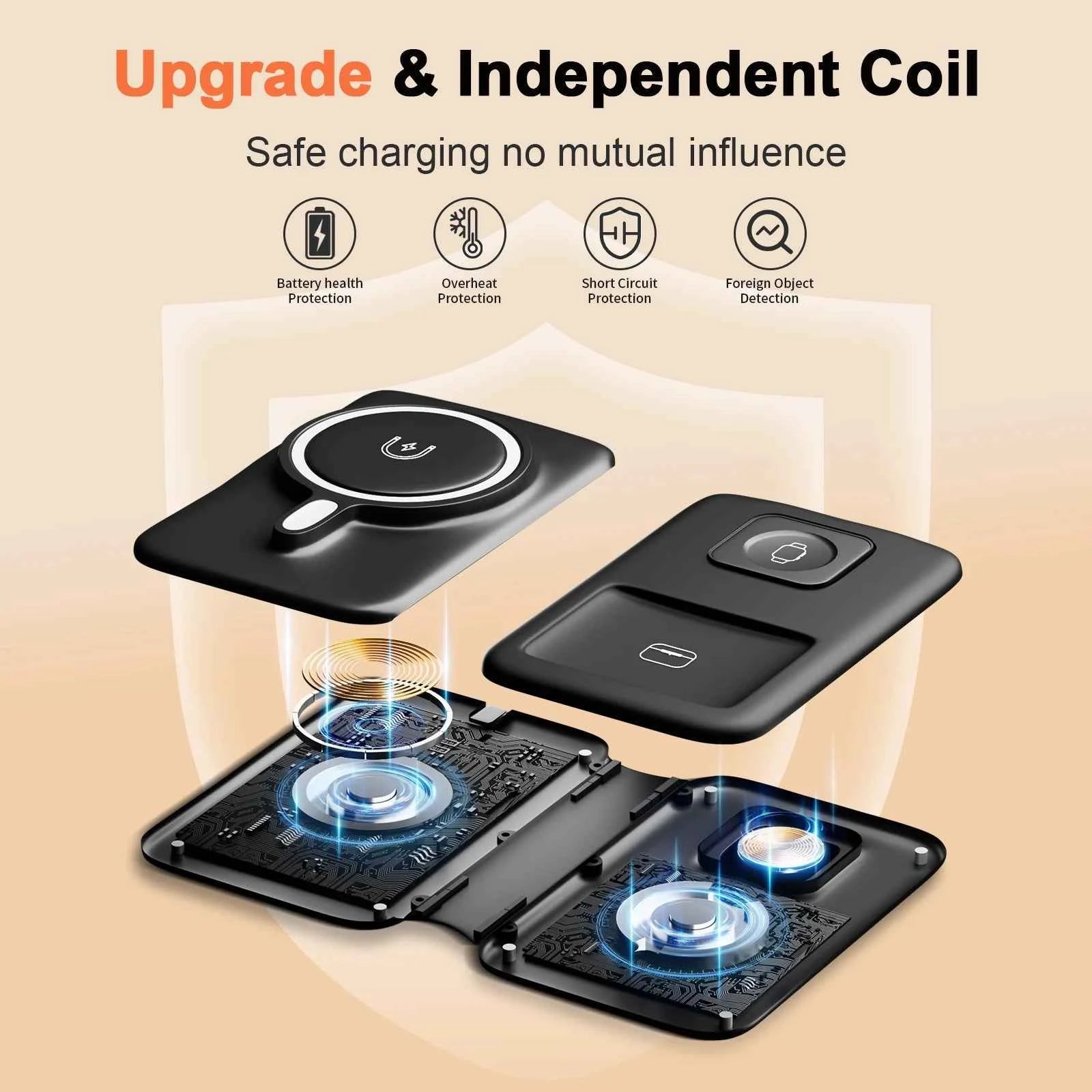 15W Wireless Chargers Magnetic 3 in 1 Foldable Stand Pad Dock Fast Charg Travel iPhone17 16 15 14 13 Pro Max Apple Watch Airpod