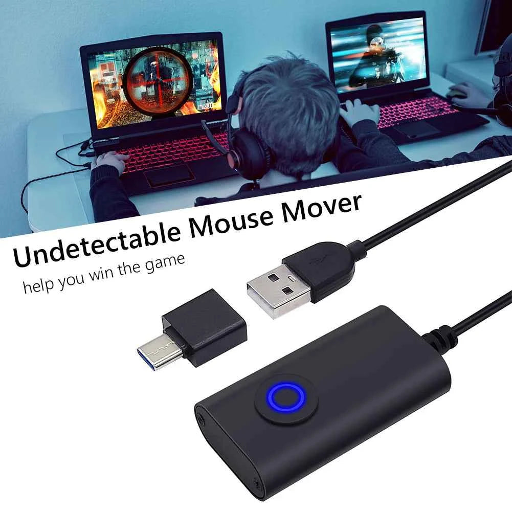 2 in 1 USB Type-C Mouse Jiggler Drive Free Automatic Computer Mouse Mover Jiggler Automatic Mouse Shaker Keeps Computer Awake