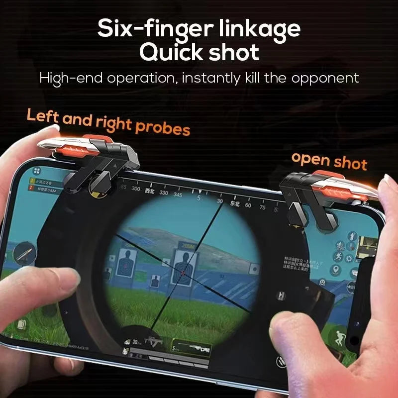 MEMO 6 Finger Mobile Phone ABS Game Trigger AK06 for PUBG Aim Shooting L1 R1 Alloy Key Button for IOS Android Gamepad Controller